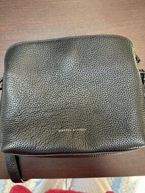 Rebecca Minkoff Avery Crossbody Bag Black Pebbled Leather Tonal Hardware Small